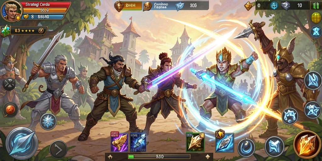 Tampilan menarik dari gameplay strategis 8HHH.