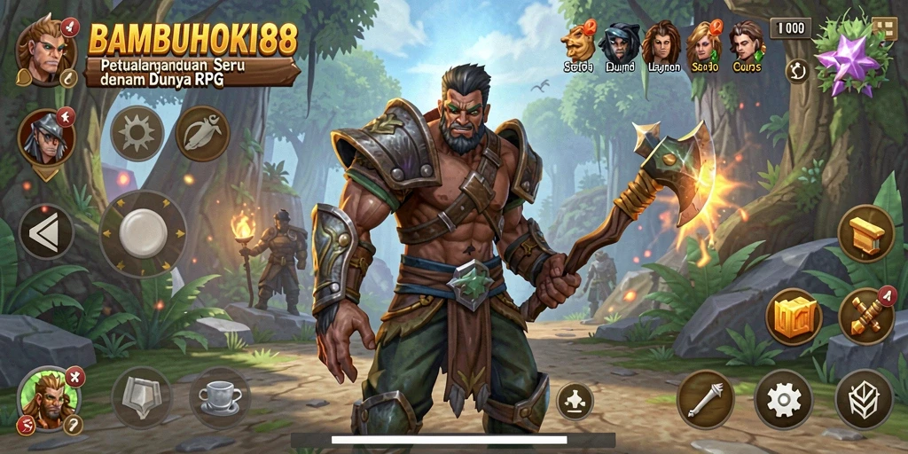 Tampilan menarik dari gameplay petualangan RPG BAMBUHOKI88.