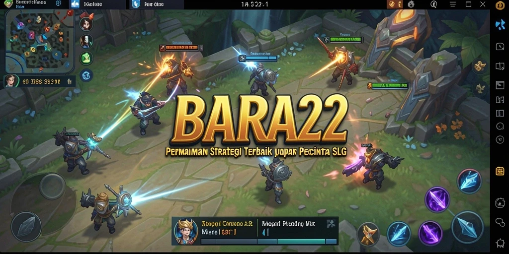 Tangkapan layar gameplay BARA22 yang menunjukkan aksi pertempuran strategis.