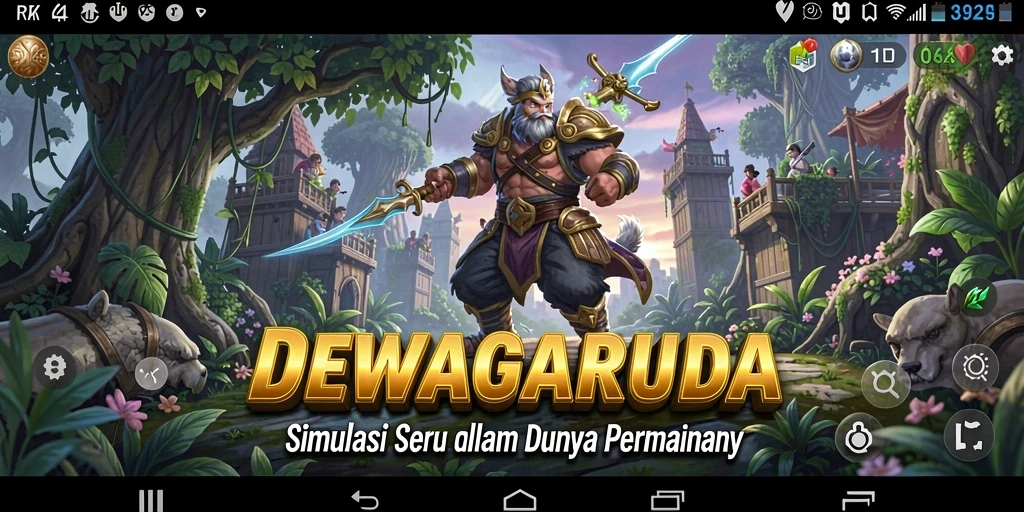 Tampilan gameplay menakjubkan dari DEWAGARUDA yang menunjukkan interaksi pemain.