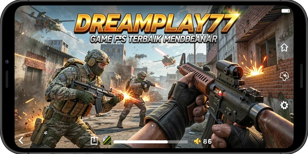 Tampilan gameplay seru dari DREAMPLAY77 yang menampilkan aksi tembak-menembak.