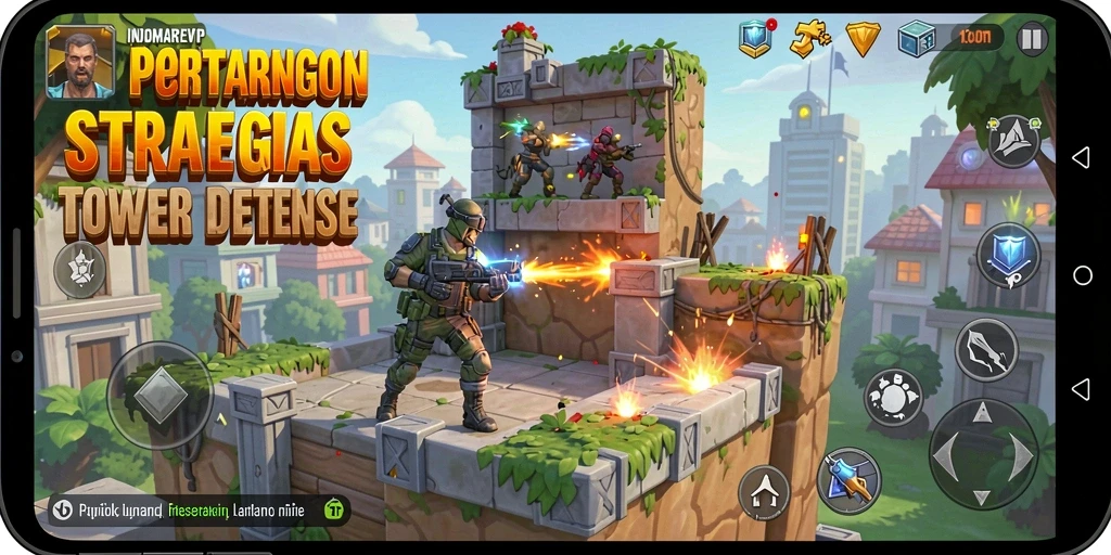 Tangkapan layar gameplay INDOMAREVIP menampilkan aksi Tower Defense yang seru.