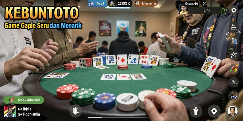 Tampilan gameplay seru Gaple dalam KEBUNTOTO.