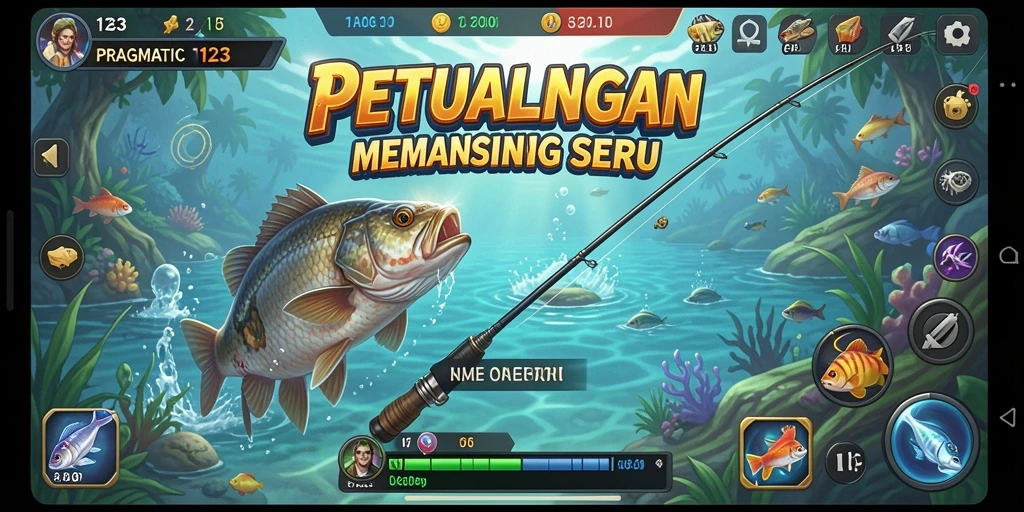 Screenshot gameplay PRAGMATIC123 menampilkan suasana memancing yang seru.