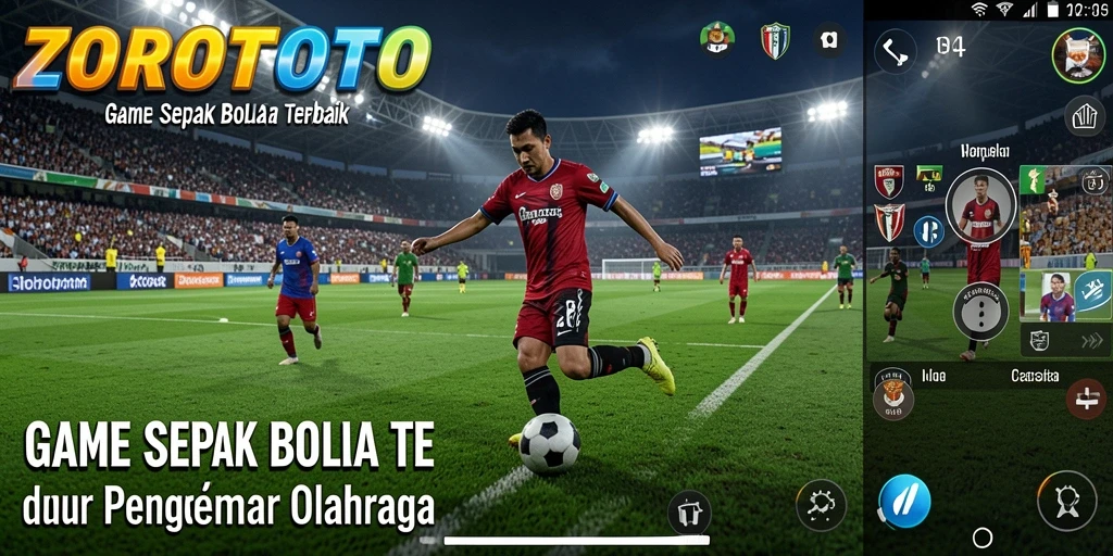 Tampilan gameplay ZOROTOTO yang seru dan mendebarkan saat bermain sepak bola.